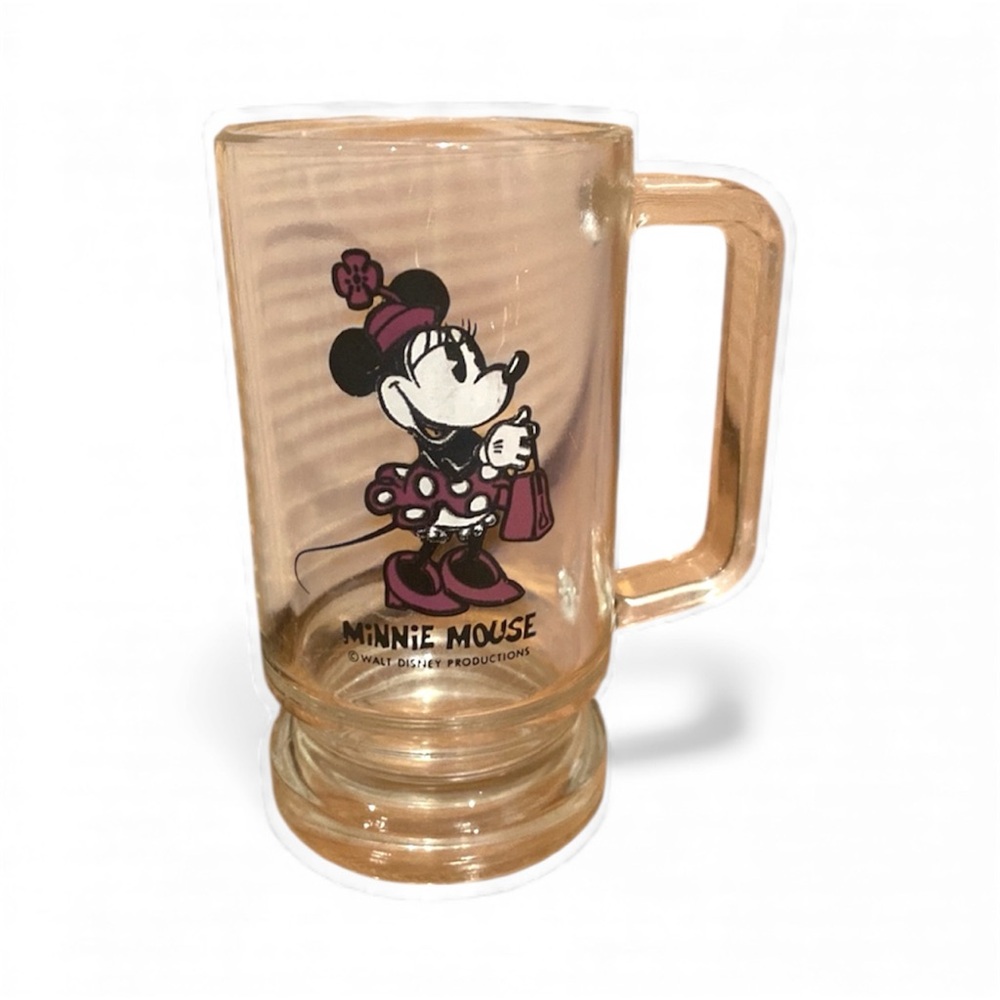 Disney Minnie Mouse Disney Glass Stein Mug Vintage Retro